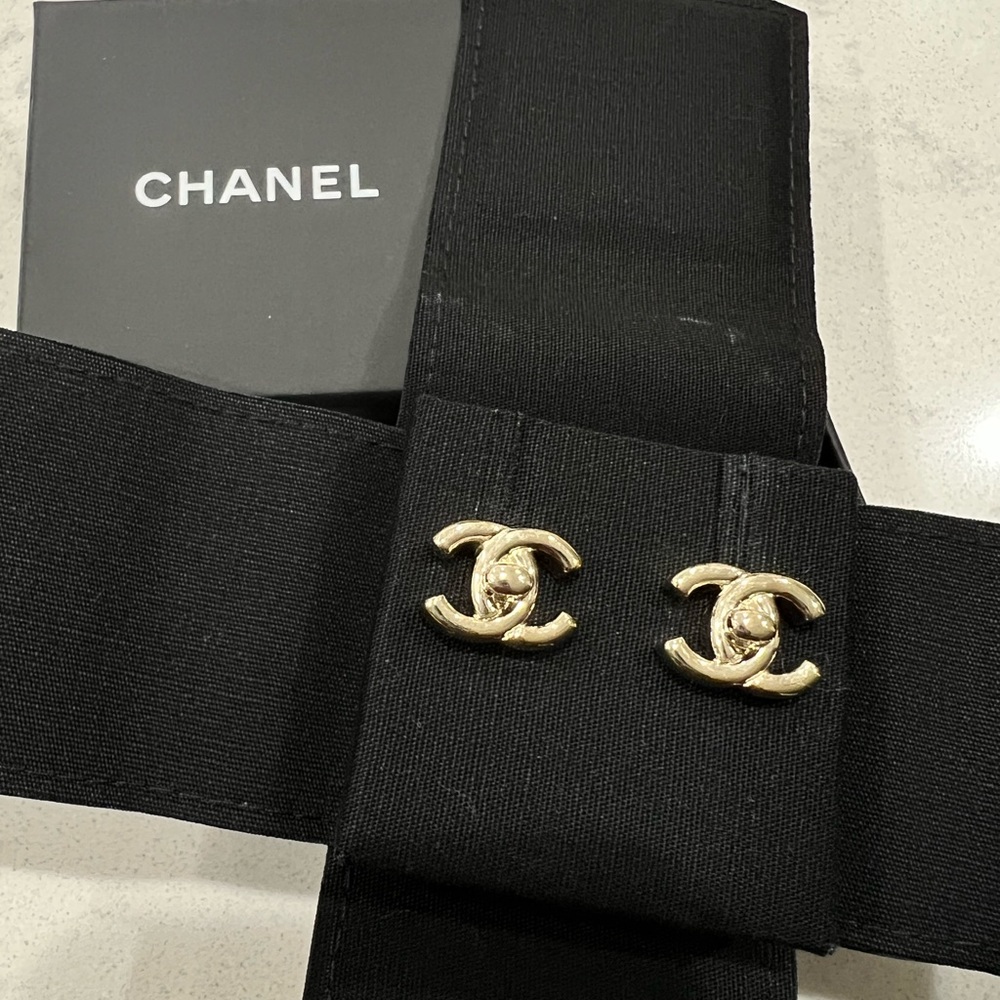 AUTHENTIC CHANEL TURN-LOCK EARRINGS